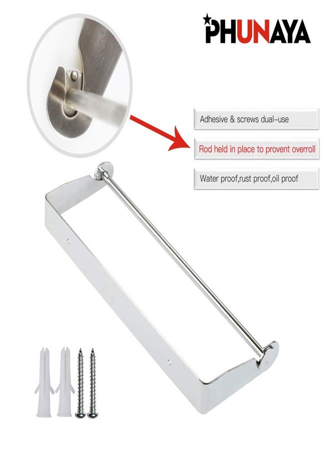 PHUNAYA Under Cabinet Paper Towel Holder Wall Mount for Home Kitchen,Stainless Steel for Large Rolls-Chrome - Image 3